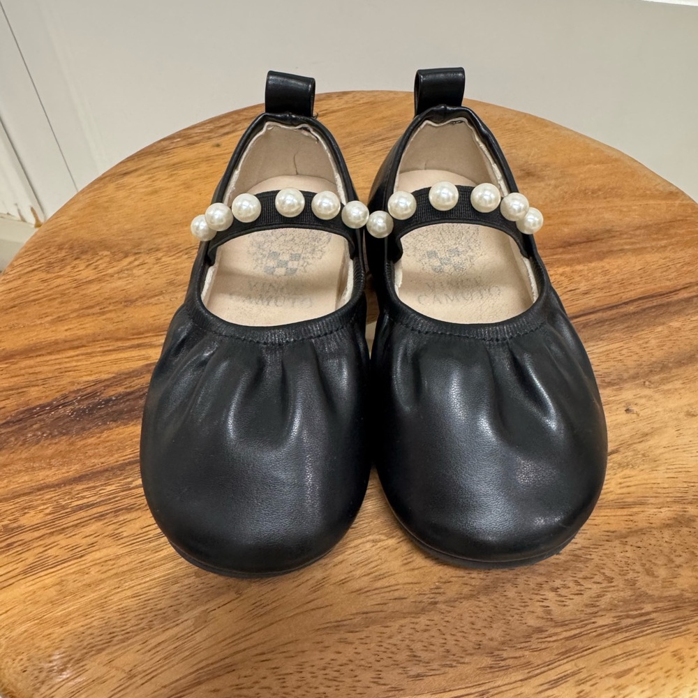 Vince Camuto Girls Black Pearl Mary Jane Flats Size 7 Dress Shoes